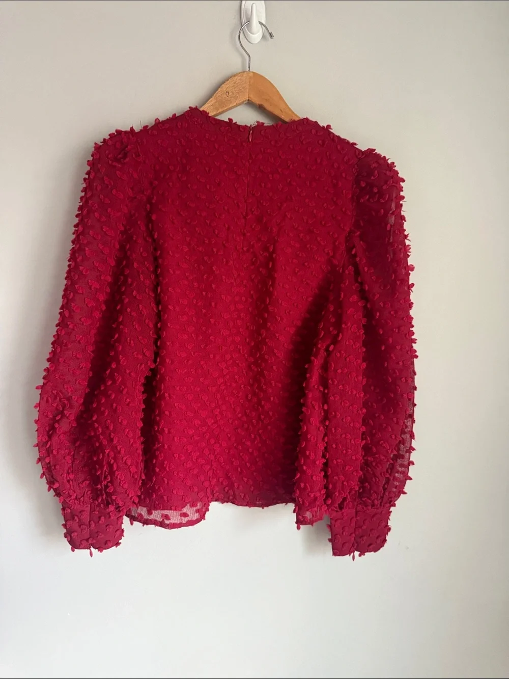 Tuckernuck Hyacinth House Harriet Red Textured Long Sleeve Blouse Medium